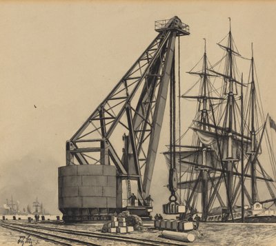 Krahn im Freihafen by Fritz Stoltenberg