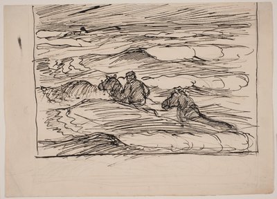 Søren Kanne Riding a Horse Through the Waves by Fritz Syberg