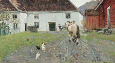 At the Farm Yard by Fritz Thaulow
