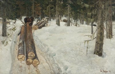 Driving Timber by Fritz Thaulow