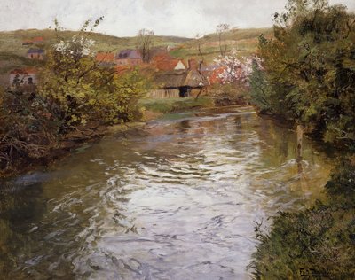 Farmhouses on the Banks of a Stream by Frits Thaulow