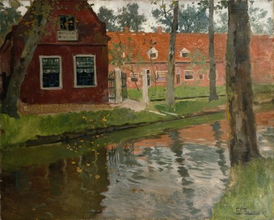 From Vollendam, Red House, Water by Fritz Thaulow