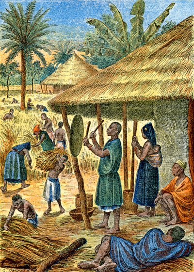 Village in Sudan, c.1900-1910 (illustration) by G. Dascher