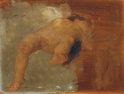 Reclining Putto by Gabriel Ferrier