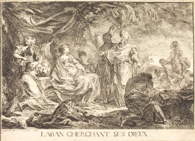 Laban Searching for His Gods by Gabriel Jacques de Saint Aubin