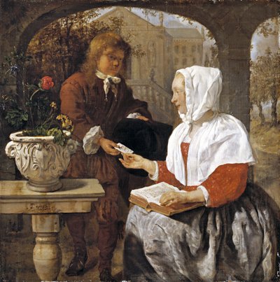 A Young Woman Receiving a Letter, c.1658 by Gabriel Metsu