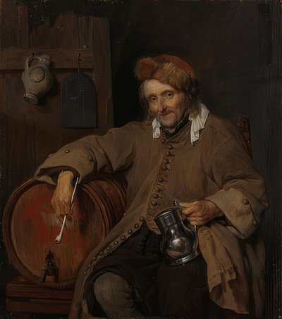 The Old Drinker. Around 1661-63 by Gabriel Metsu