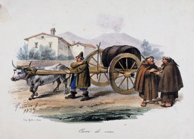 Wagon carrying wine barrel by Gaetano Dura
