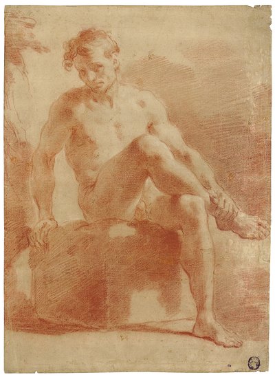 A Seated Male Nude by Gaetano Gandolfi