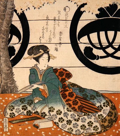 Beauty Viewing Flowers by Gakutei Harunobu