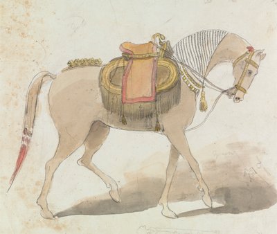 Elaborately Saddled Horse by Gangaram Chintaman Tambat