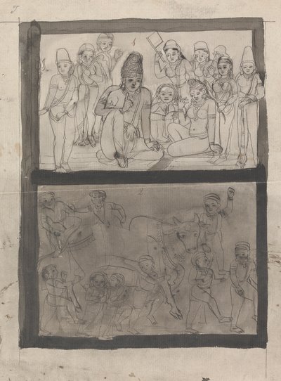 Mahdew and Parwutte Playing Chopur by Gangaram Chintaman Tambat