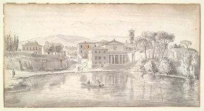 Church and Houses along a River by Gaspar van Wittel