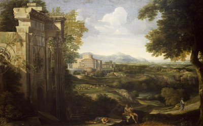 Italian landscape with ruins by Gaspard Poussin Dughet