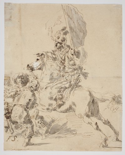 Horseman and Orientals Fighting by Gaspare Diziani