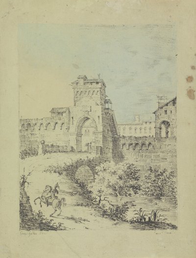 Landscape with City Wall by Gasparo Galliari