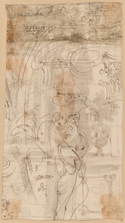 An Architectural Study with an Atlantid by Genoese 17th Century