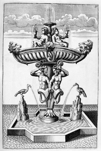 Ornamental fountain design, 1664 by Georg Andreas Bockler