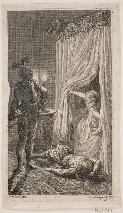 Illustration with Bedroom Scene by Georg Christian Schule