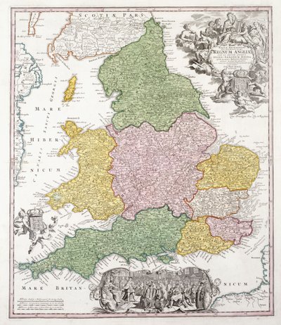 A Map of England by Georg Matthäus Seutter