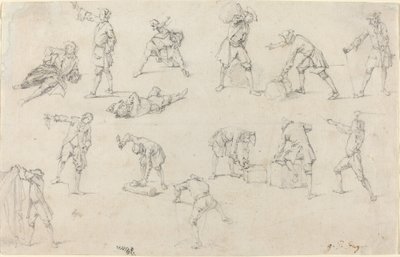 Studies of Soldiers in Camp by Georg Philipp Rugendas