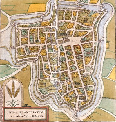 Ypres, Belgium by Georg and Hogenberg Franz (1535 90) Braun