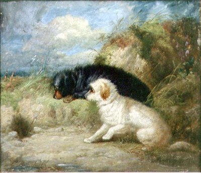 Terriers by a Rabbit Hole by George Armfield