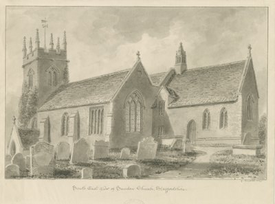 Sandon Church, 1841 by George Buckler