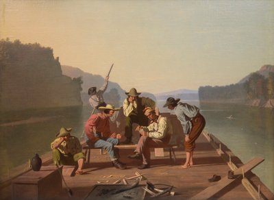 Raftsmen Playing Cards by George Caleb Bingham