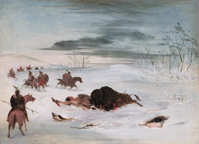 Dying Buffalo Bull in a Snowdrift by George Catlin