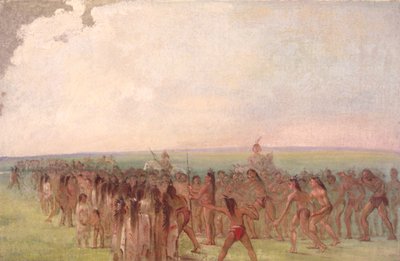 Footrace behind the Mandan Village, 1832-1833 by George Catlin