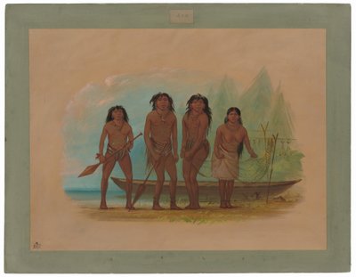 Four Fuegian Indians by George Catlin