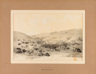 Indians Surrounding Buffalo--no. 9 by George Catlin