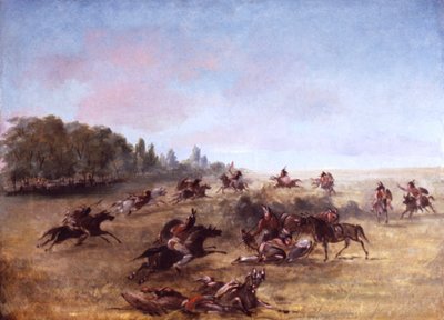 Mounted War Party Scouring a Thicket by George Catlin