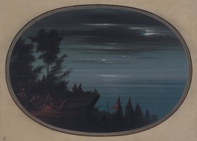 Nayas Village at Night by George Catlin