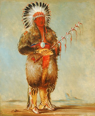 Ráw-no-way-wóh-krah, Loose Pipestem, a Brave by George Catlin