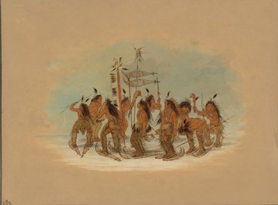 Snow Shoe Dance - Ojibbeway, 1861-1869 by George Catlin