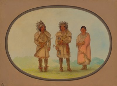 Three Peoria Indians by George Catlin