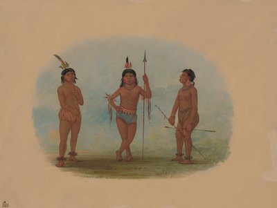 Three Young Tobos Men by George Catlin