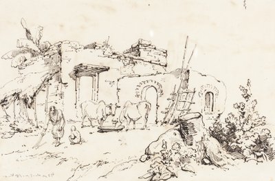 A Village Scene in India (verso) by George Chinnery