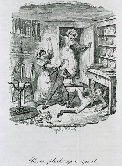 Oliver Plucks Up a Spirit, 1837 by George Cruikshank