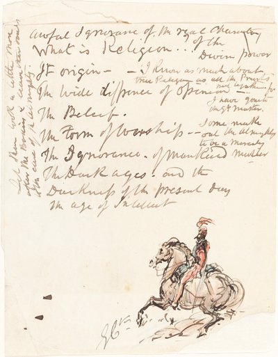 Sketch of Mounted Hussar by George Cruikshank