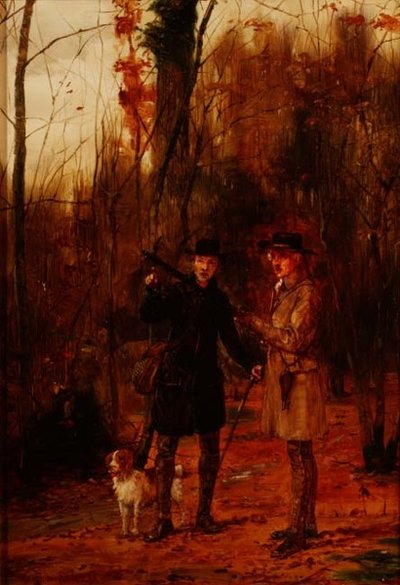 Two Men Shooting a Woodcock by George Goodwin Kilburne
