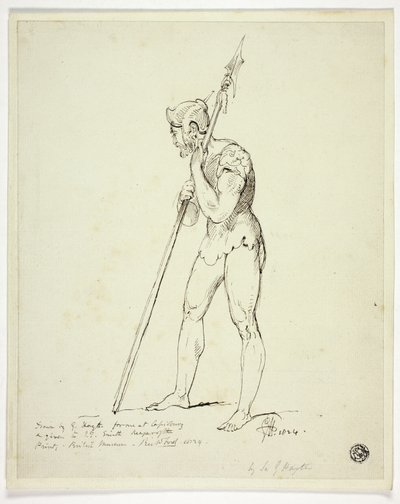 Standing Man in Armour Holding Lance by George Hayter