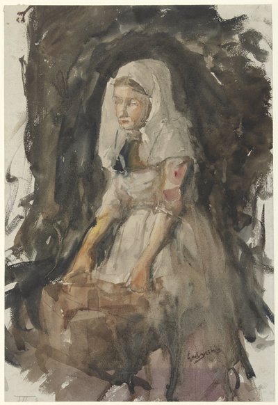 Scheveningen Girl at the Wash Tub by George Hendrik Breitner
