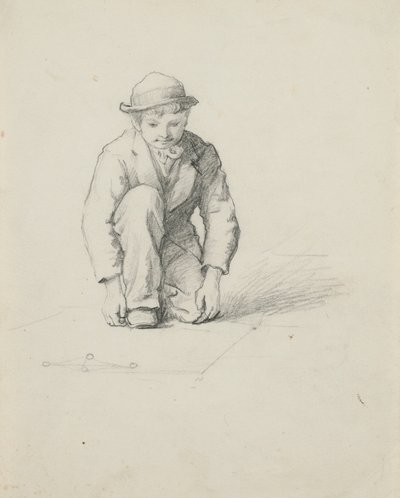 Untitled - Boy Playing Marbles by George Henry Hall