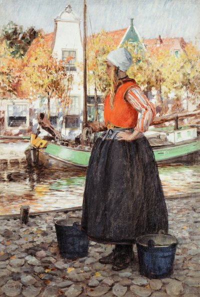 Woman Along Canal by George Hitchcock