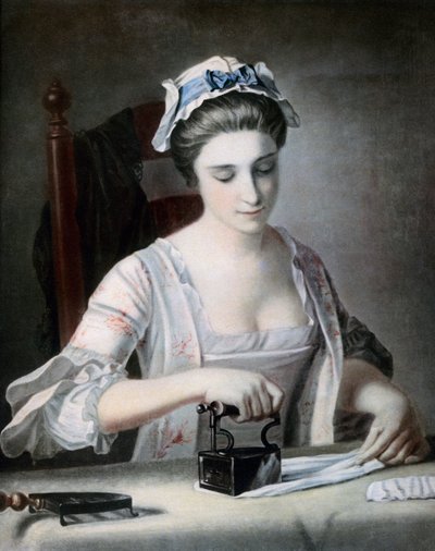A maid ironing by George Morland