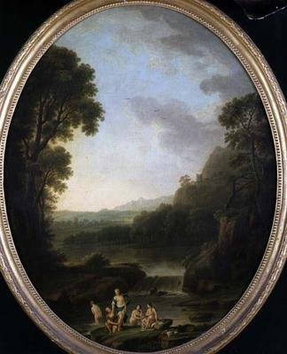 A Wooded Landscape with Bathers by George Mullins