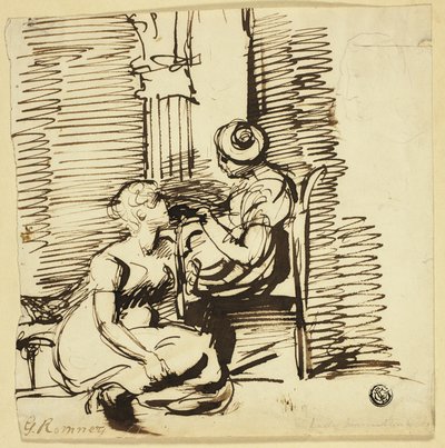 Two Women in Interior by George Romney
